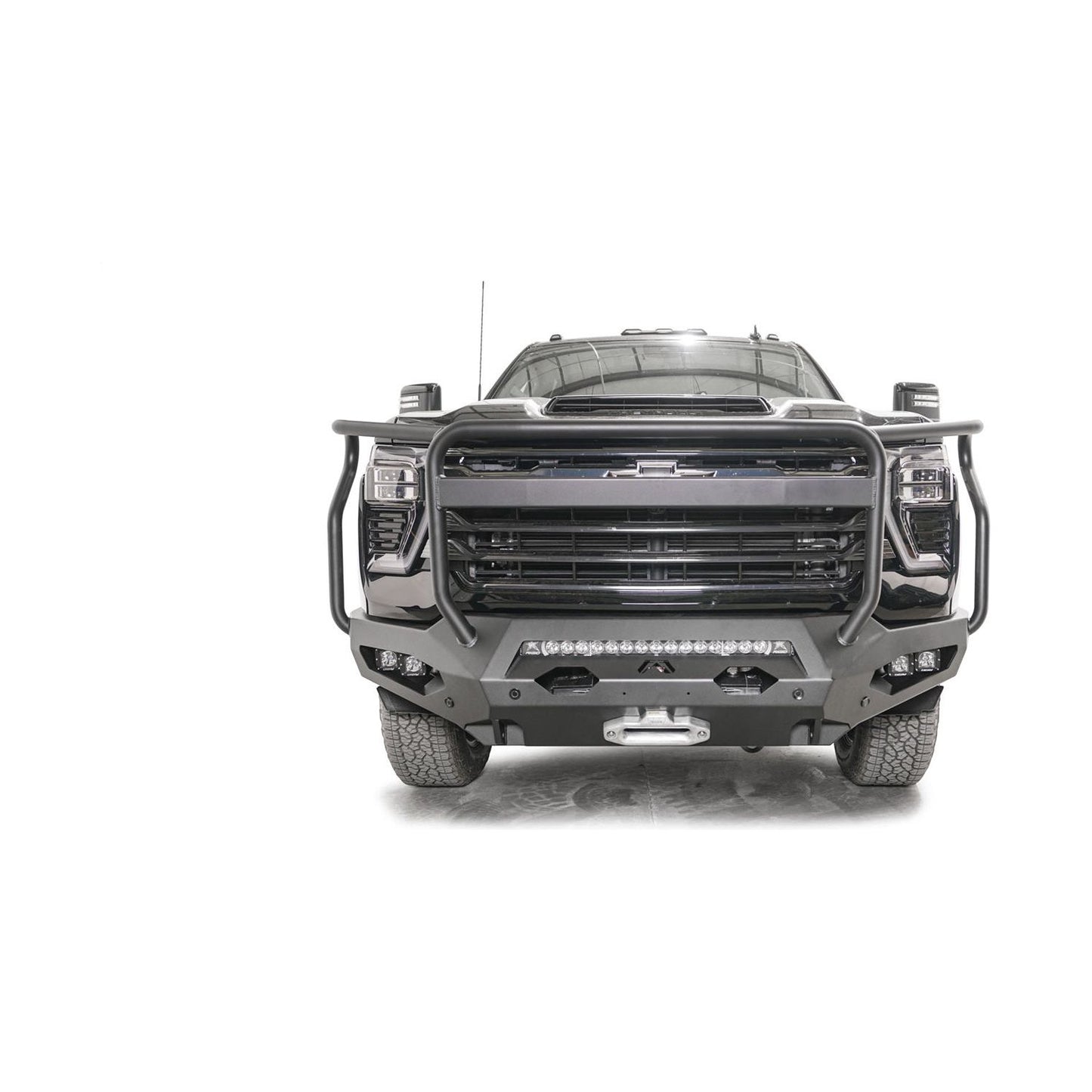 Fab Fours Matrix Front Bumper 2 Stage Black Powder Coated w/Full Guard l CH24-X6150-1