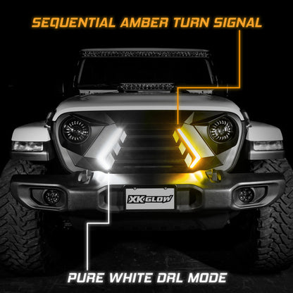 XKGLOW | XKCHROME LED Grill Kit for JL Wrangler & Gladiator JT | XK-GRILL-JL1