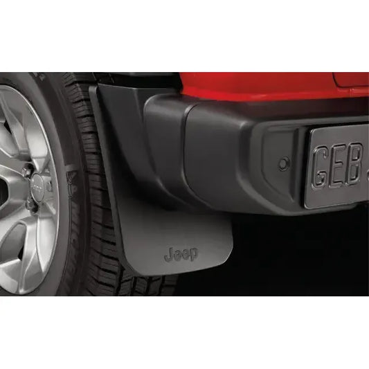Mopar | Splash Mud Guards  Rear |  82216494aa for Jeep Wrangler, providing lower body protection and vehicle styling.