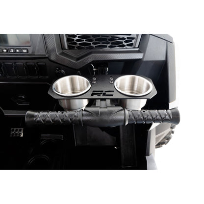 ROUGH COUNTRY Passenger Grip Handle Dual Cup Holder | Polaris RZR S 570/RZR S4 1000  | 93058