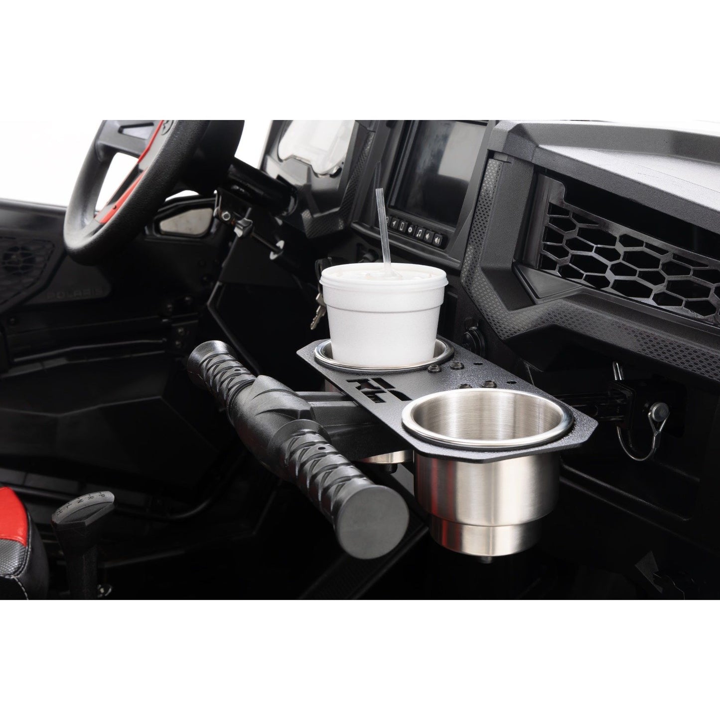 ROUGH COUNTRY Passenger Grip Handle Dual Cup Holder | Polaris RZR S 570/RZR S4 1000  | 93058