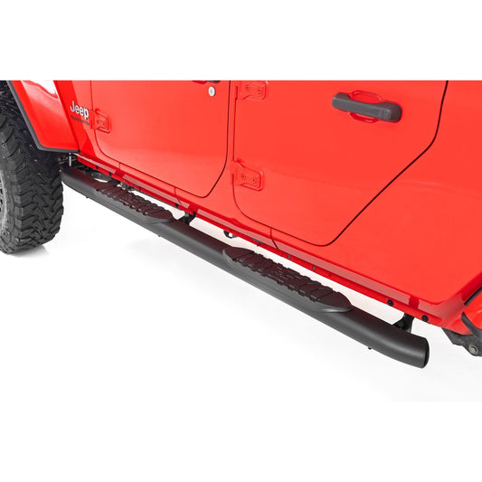 ROUGH COUNTRY Oval Nerf Steps | Black | Jeep Gladiator JT 4WD (2020-2025) | 21015