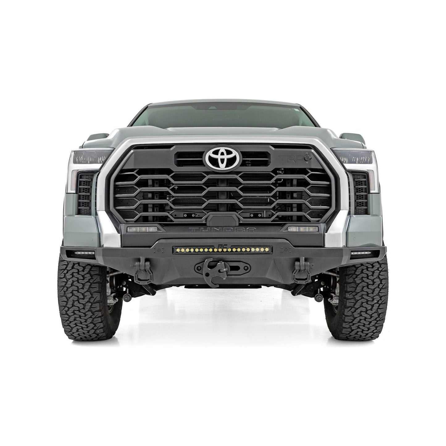 Rough Country with 6" Slim Line LEDs & 20" Black Series Light Bar w/White DRL Front Bumper I 72008