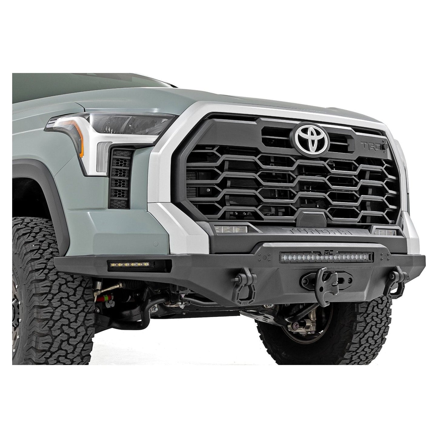 Rough Country with 6" Slim Line LEDs & 20" Black Series Light Bar w/White DRL Front Bumper I 72008