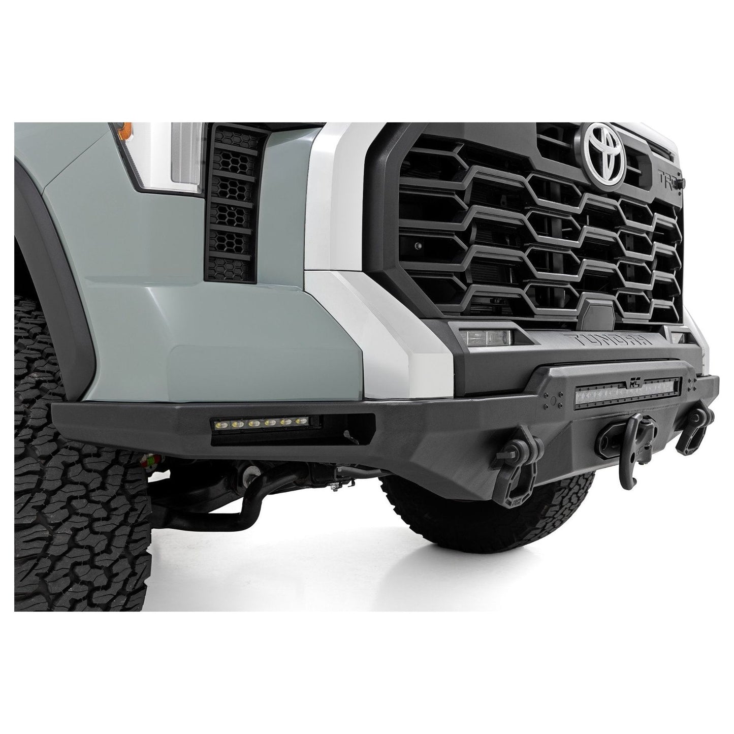 Rough Country with 6" Slim Line LEDs & 20" Black Series Light Bar w/White DRL Front Bumper I 72008