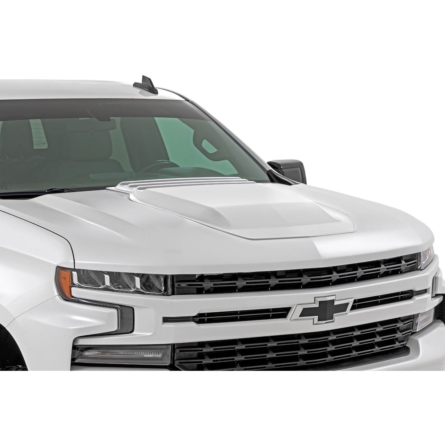 ROUGH COUNTRY Hood Scoop | GAZ Summit White | Chevy Silverado 1500 2WD/4WD (2019-2026 & Classic) | HS10010-GAZ