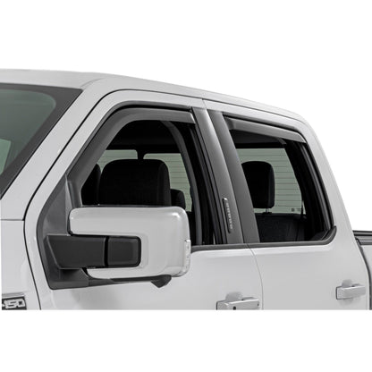 ROUGH COUNTRY Side Window Deflectors | In Channel Rain Guard | Ford F-150/Lightning/F-250/F-350/Raptor (15-25) | 831524