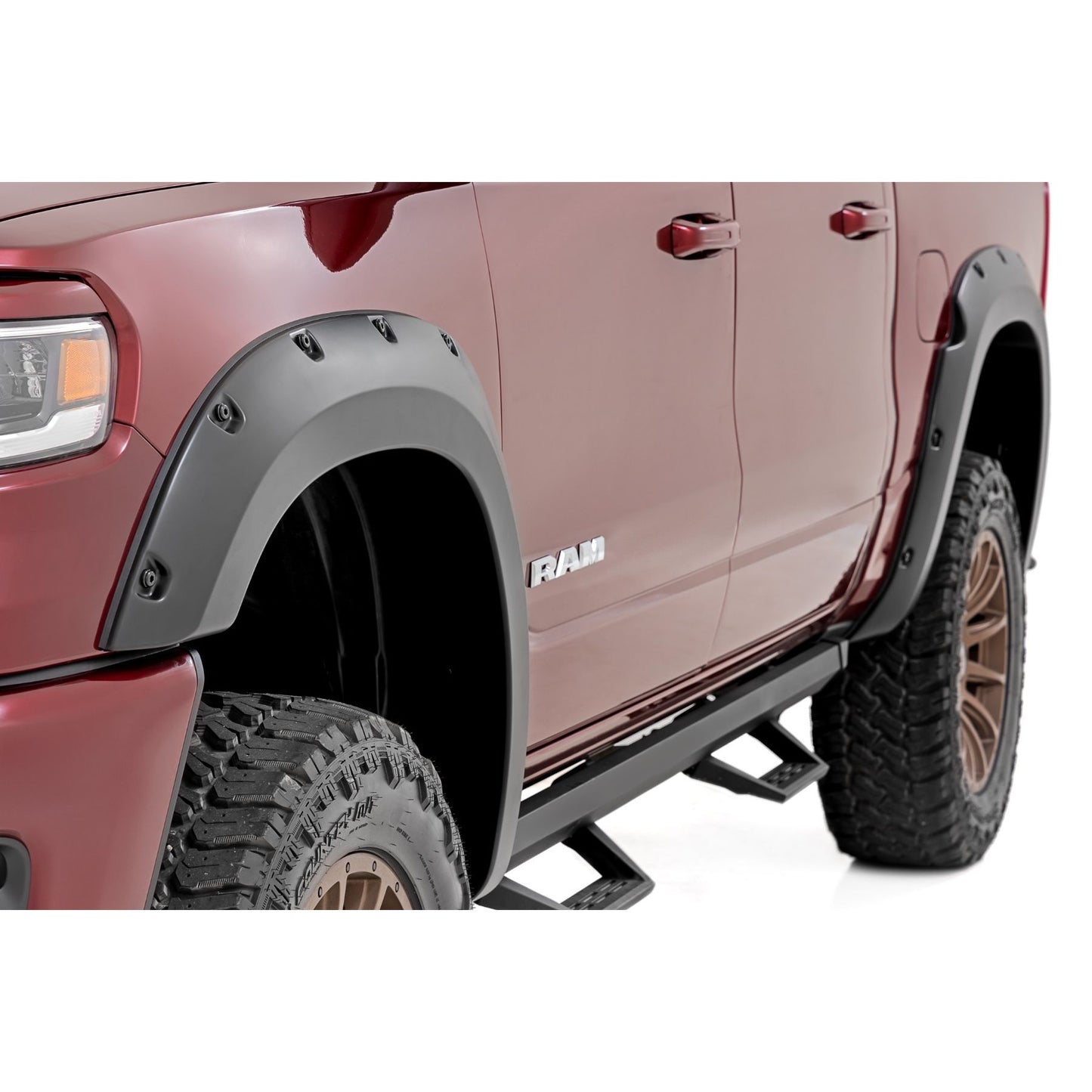 ROUGH COUNTRY Pocket Fender Flares | PR4 Flame Red | Ram 1500 2WD/4WD (2025) | F-D319205-PR4