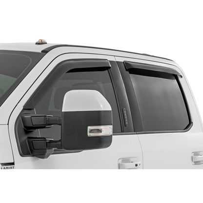 ROUGH COUNTRY Side Window Deflectors | Tape On Rain Guard | Ford F-150 (17-24) F-250 (15-24) | 931524