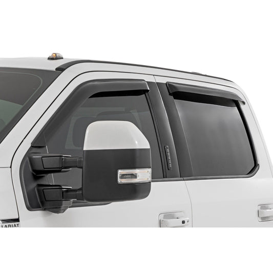 ROUGH COUNTRY Side Window Deflectors | Tape On Rain Guard | Ford F-150 (17-24) F-250 (15-24) | 931524