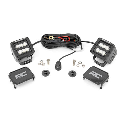 ROUGH COUNTRY LED Light Kit | Ditch Mount | 2" Black Pair | Flood Pattern | Ford Bronco (21-25) | 71046
