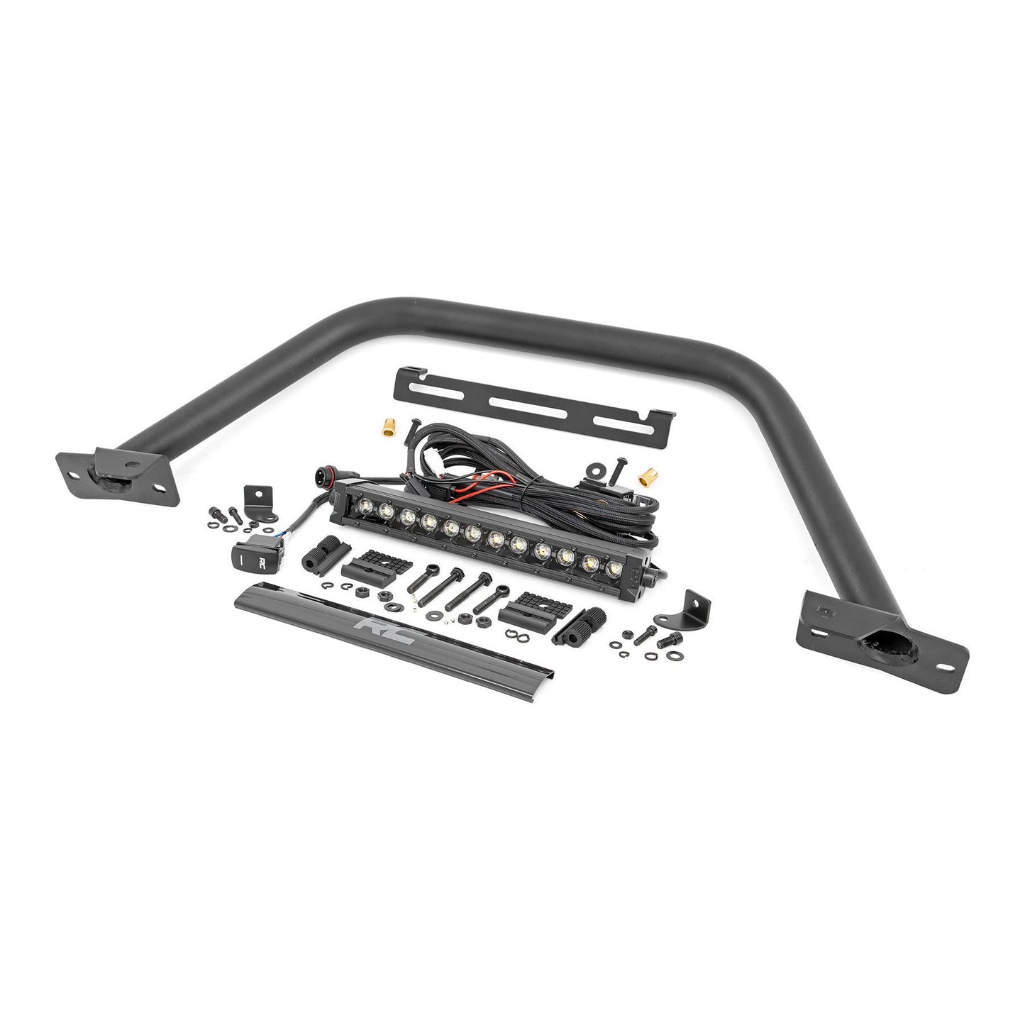 ROUGH COUNTRY Safari Bar | 12" LED Light Bar | Black | DRL | Single Row | OE Modular Steel | Ford Bronco (21-25) | 51117