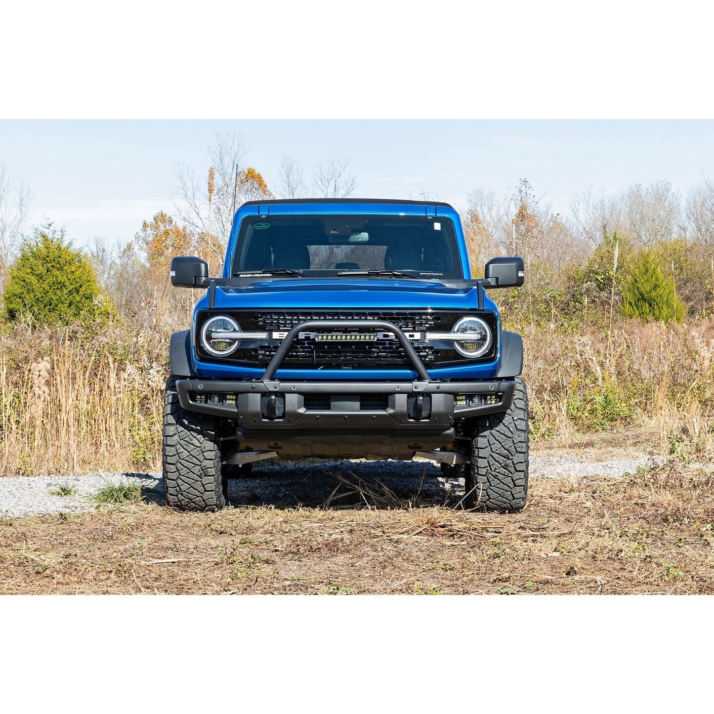 ROUGH COUNTRY Safari Bar | 12" LED Light Bar | Black | DRL | Single Row | OE Modular Steel | Ford Bronco (21-25) | 51117