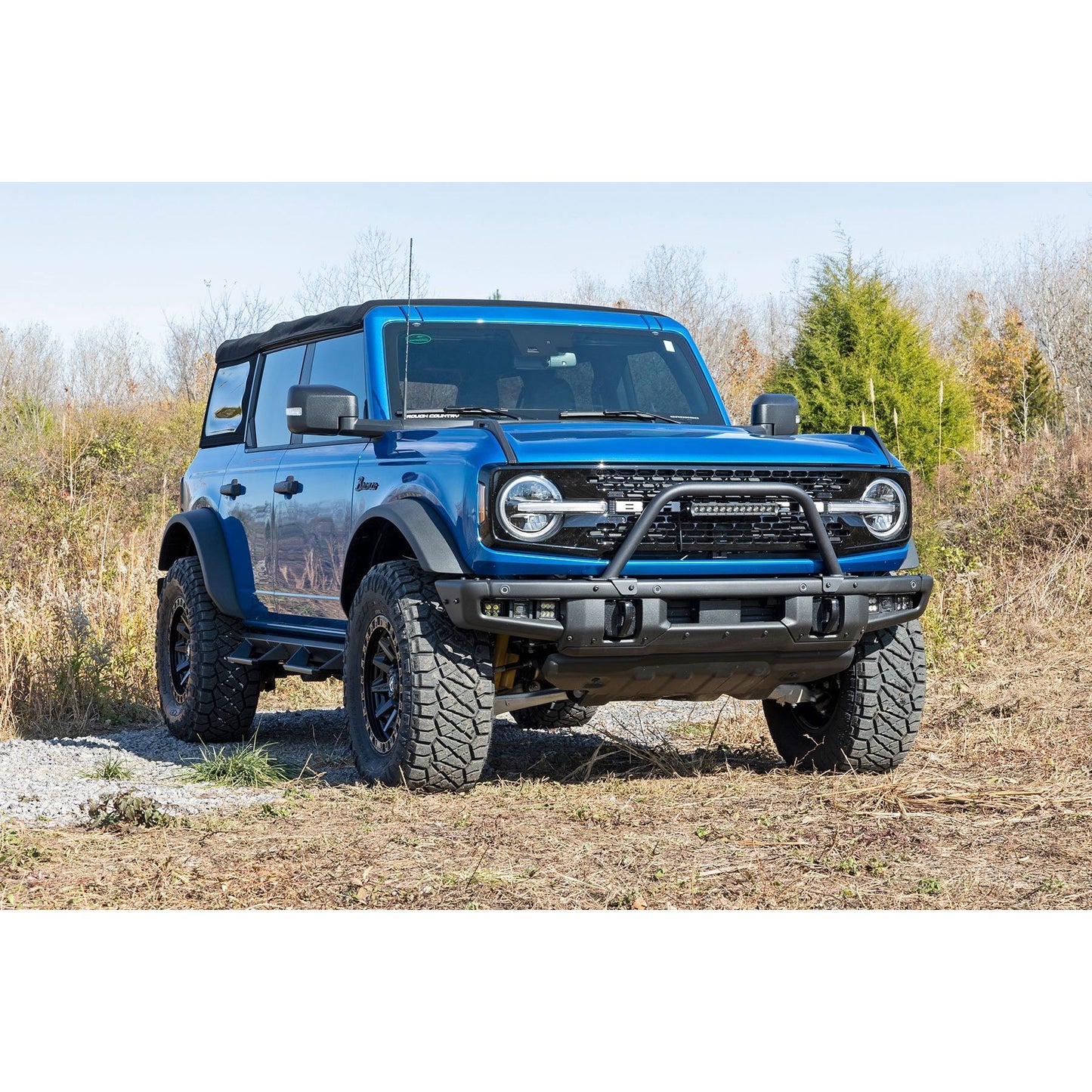 ROUGH COUNTRY Safari Bar | 12" LED Light Bar | Black | DRL | Single Row | OE Modular Steel | Ford Bronco (21-25) | 51117