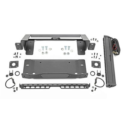 ROUGH COUNTRY High Winch Mount | All Models | 20 Inch Black Single Row LED | Ford Bronco (21-25) | 51067