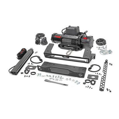 ROUGH COUNTRY High Winch Mount | All Models | 9500S | 20 Inch Black Single Row LED | Ford Bronco (21-25) | 51095