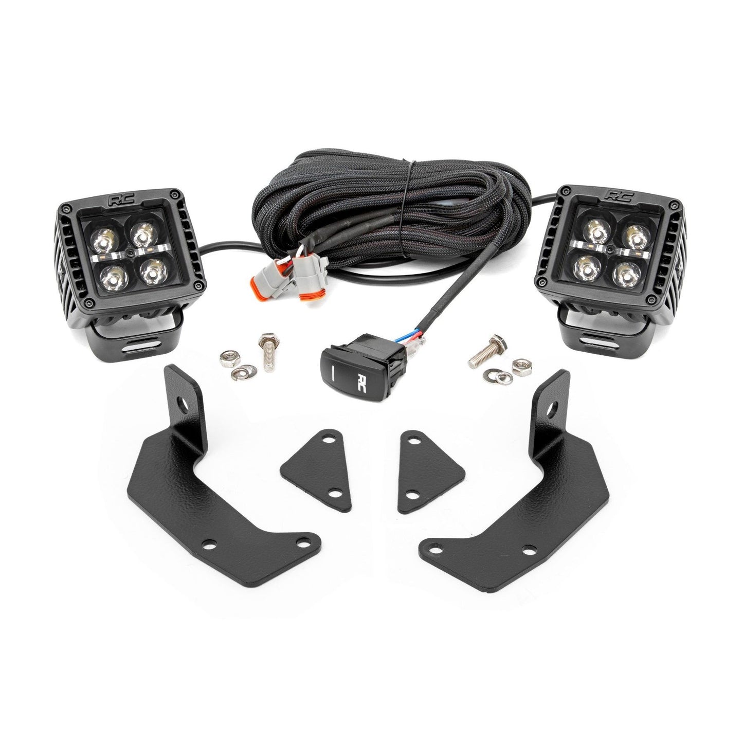 ROUGH COUNTRY LED Light Kit | Cage Mount | 2" Black Pair | White DRL | CFMOTO UFORCE 1000  | 96104