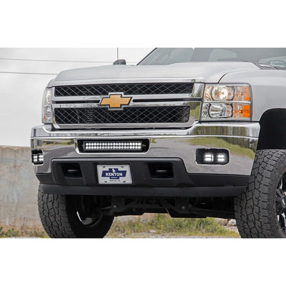 ROUGH COUNTRY LED Light Kit | Fog Mount | 2" Black Pair | Amber DRL | Chevy Silverado 2500 HD/3500 HD (11-14) | 70628DRLA