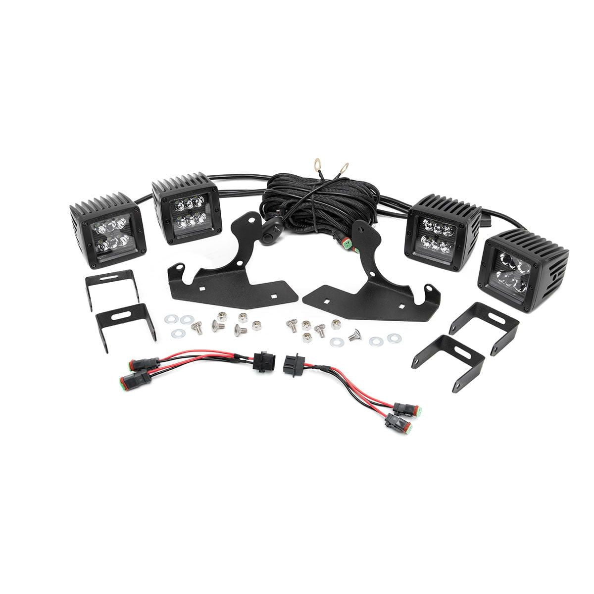 ROUGH COUNTRY LED Light Kit | Fog Mount | Dual 2" Black Pair | Chevy Silverado 2500 HD/3500 HD (11-14) | 70628