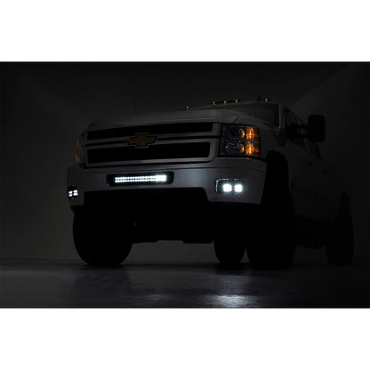 ROUGH COUNTRY LED Light Kit | Fog Mount | Dual 2" Black Pair | Chevy Silverado 2500 HD/3500 HD (11-14) | 70628