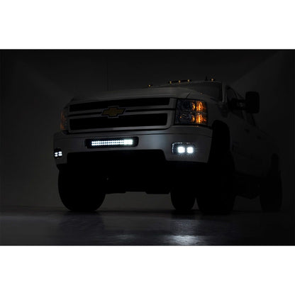 ROUGH COUNTRY LED Light Kit | Fog Mount | 2" Black Pair | White DRL | Chevy Silverado 2500 HD/3500 HD (11-14) | 70628DRL