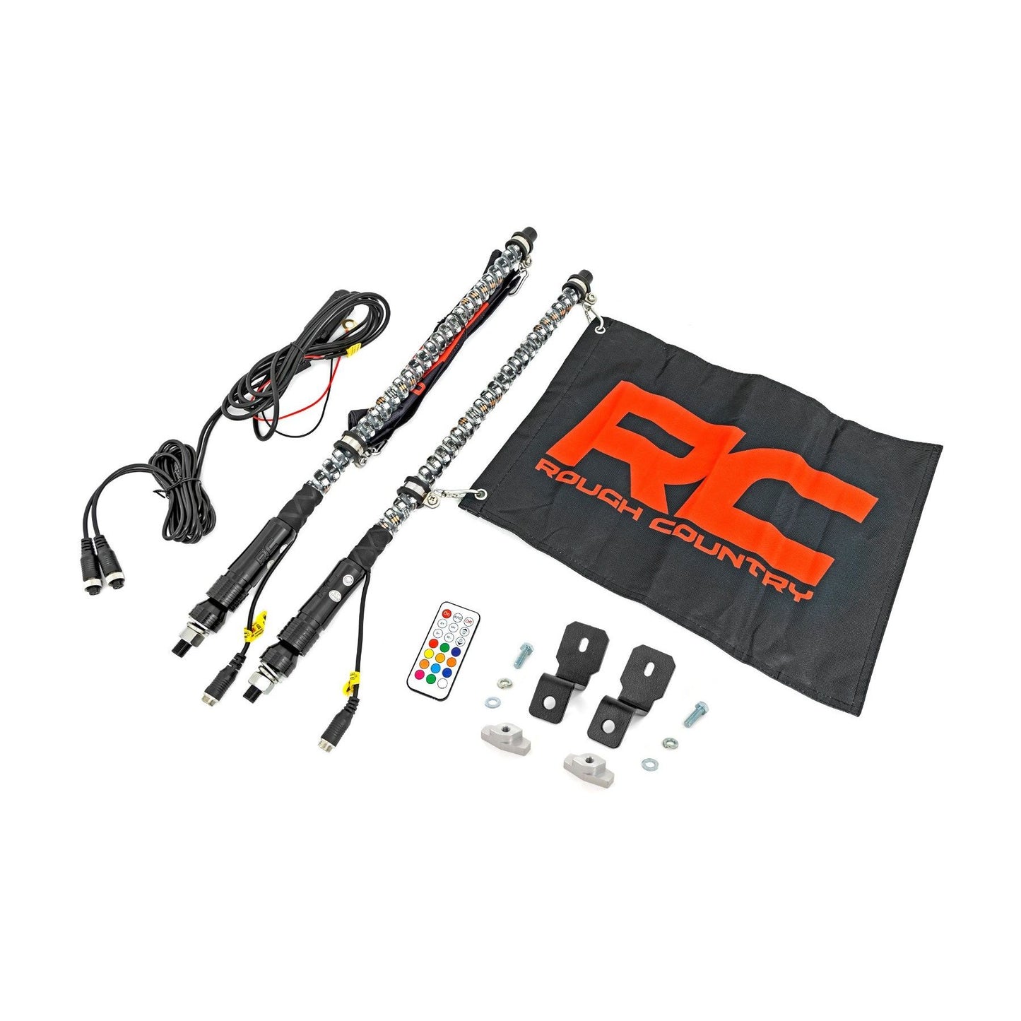 ROUGH COUNTRY Whip Mount | 2' Multl-Color LED Whip Pair | Can-AM Defender/Segway | 93200