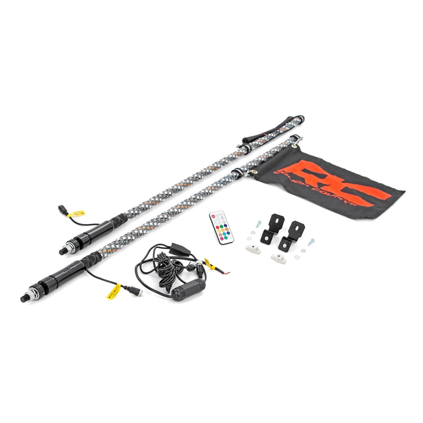 ROUGH COUNTRY Whip Mount | 4' Multl-Color LED Whip Pair | Can-AM Defender/Segway | 93199