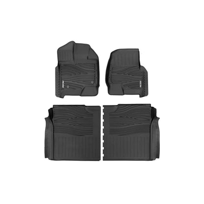 ROUGH COUNTRY Flex-Fit Floor Mats | FR & RR | Ford F-150 (15-25)/F-150 Lightning (22-25)/Raptor (17-25)  | FF-51512