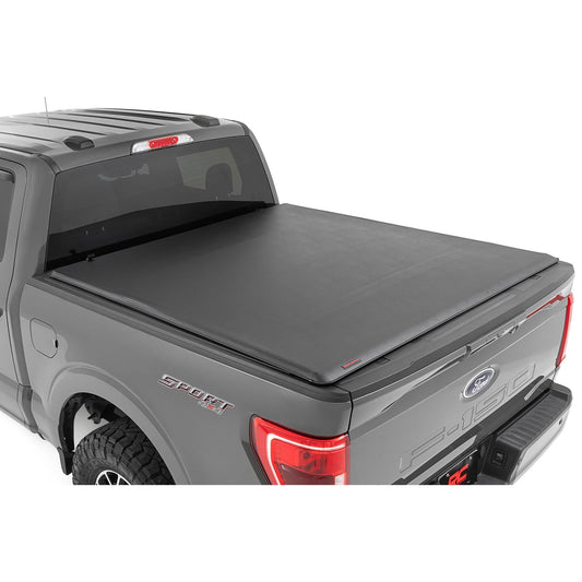 ROUGH COUNTRY Soft Roll Up Bed Cover | 5'7" Bed | Ford F-150/F-150 Lightning/Raptor  (15-25) | 42220550