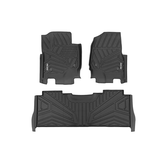 ROUGH COUNTRY Flex-Fit Floor Mats | Front and Rear | Ford F-250/F-350 Super Duty (17-26) | FF-51712