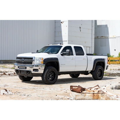 ROUGH COUNTRY Pocket Fender Flares | 6'7" & 8' Bed | GAN Silver | Chevy Silverado 1500/2500HD/3500HD (07-14) | F-C10714B-GAN