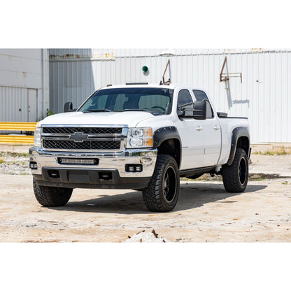 ROUGH COUNTRY Pocket Fender Flares | 6'7" & 8' Bed | GAN Silver | Chevy Silverado 1500/2500HD/3500HD (07-14) | F-C10714B-GAN