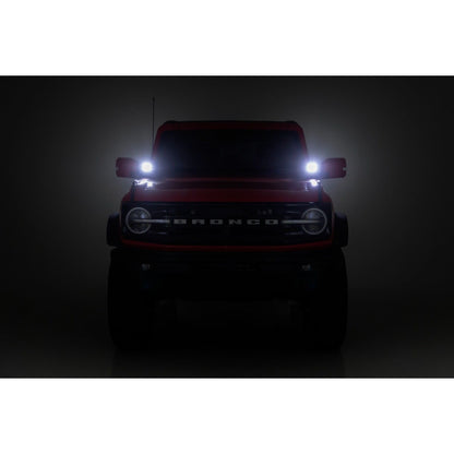 ROUGH COUNTRY LED Light Kit | Ditch Mount | 3.5" Black Round Pair | Amber DRL | Ford Bronco (21-25) | 71078