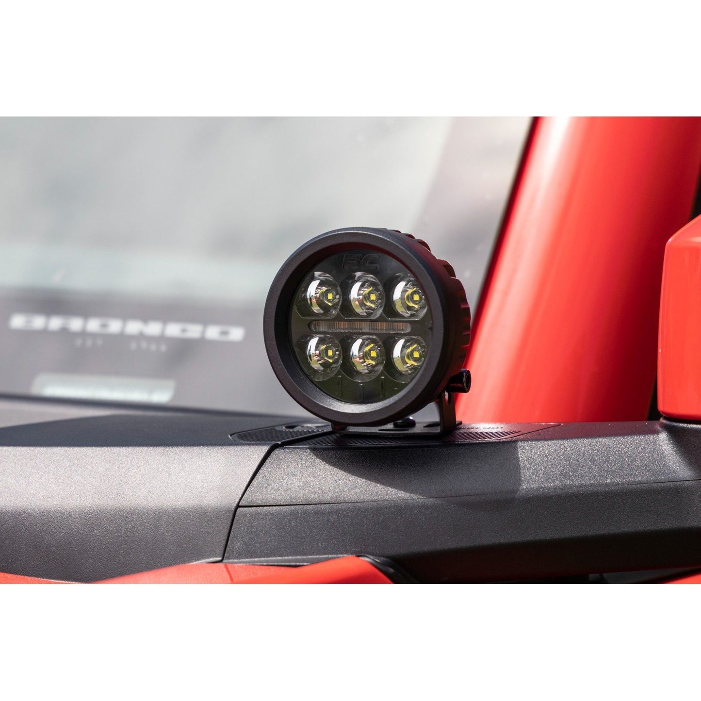 ROUGH COUNTRY LED Light Kit | Ditch Mount | 3.5" Black Round Pair | Amber DRL | Ford Bronco (21-25) | 71078