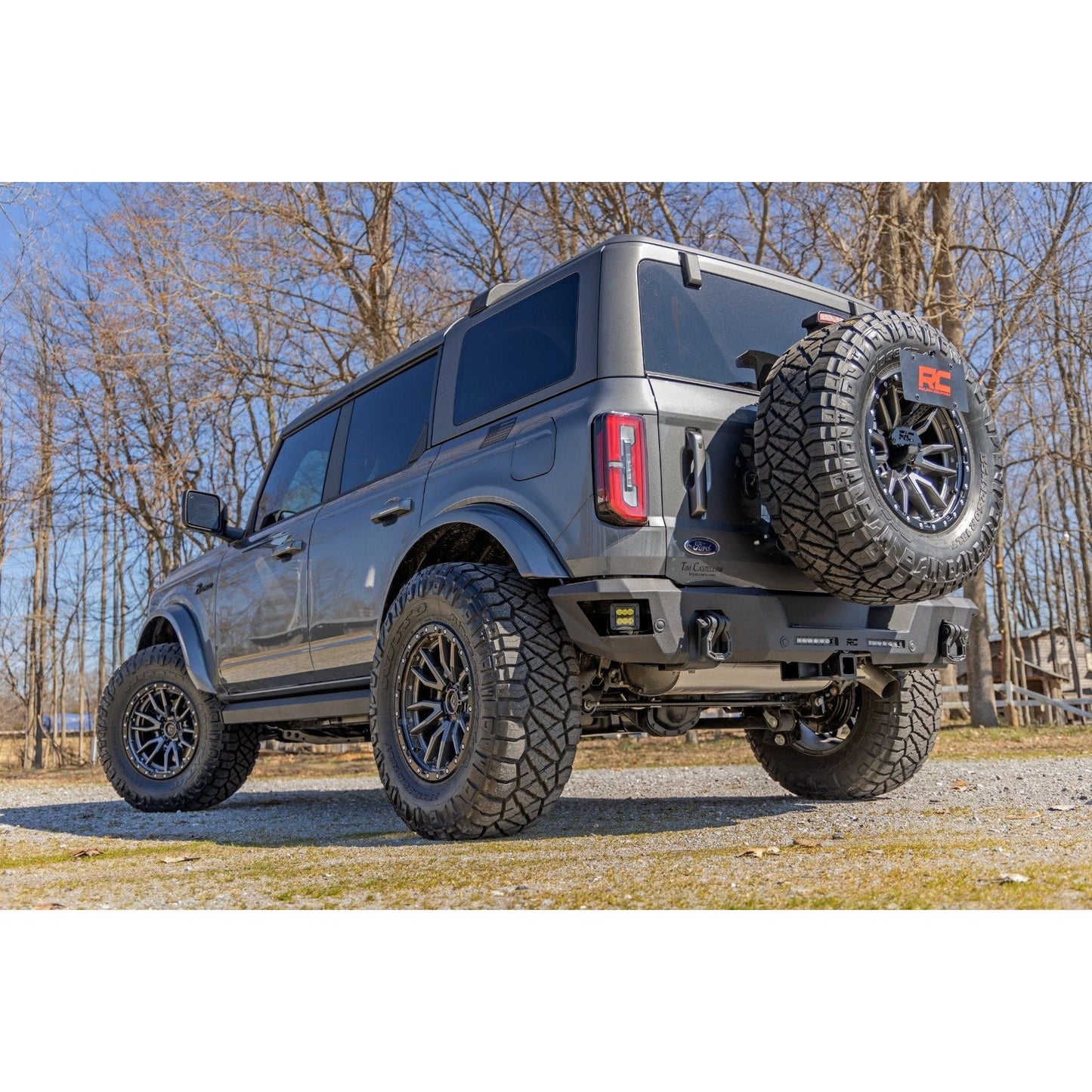 Rough Country with 6" Slim Line | Black Series Flood Cubes Rear Bumper I 51093