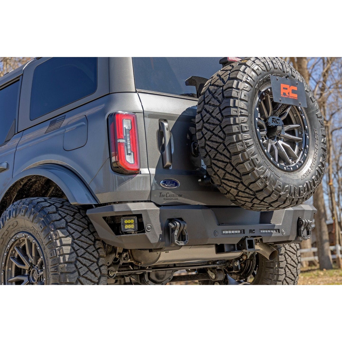 Rough Country with 6" Slim Line | Black Series Flood Cubes Rear Bumper I 51093