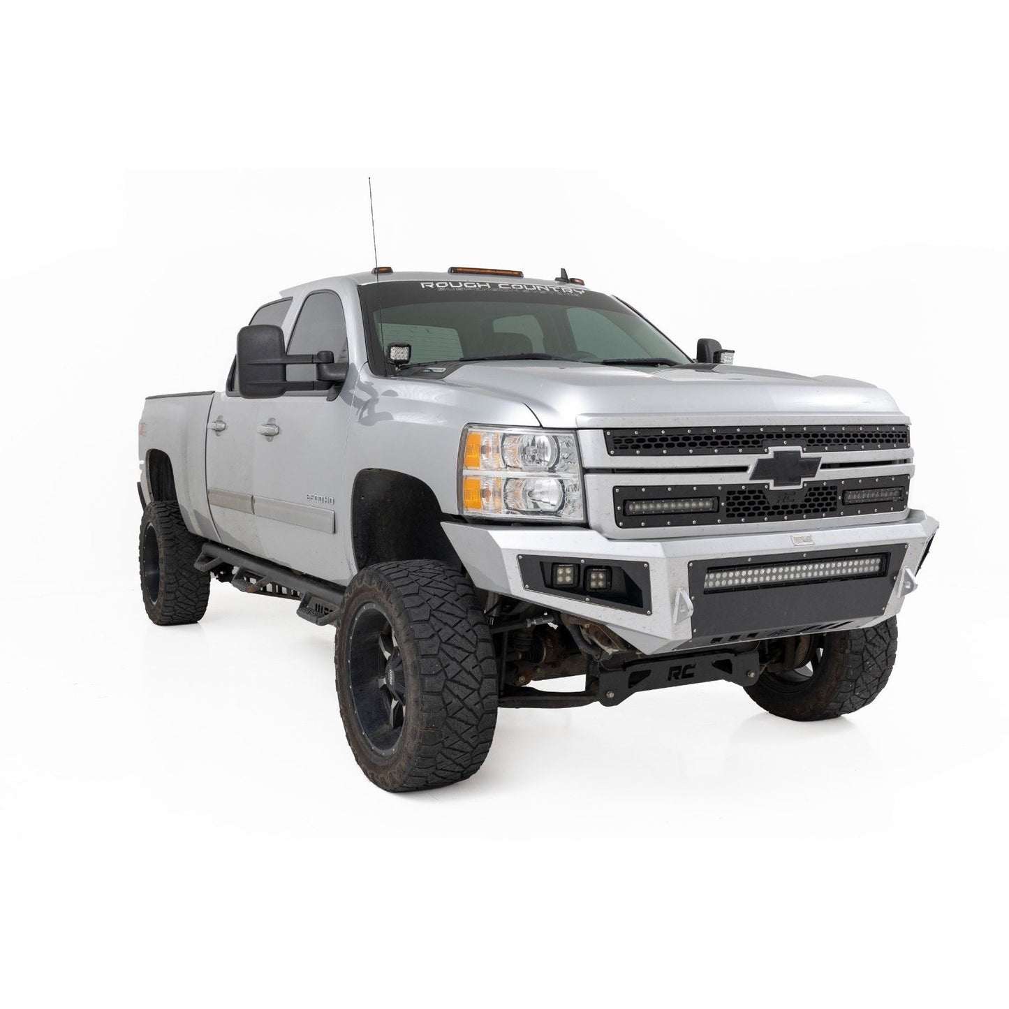 ROUGH COUNTRY LED Light Kit | Ditch Mount | 2" Black Pair | Flood | Chevy 1500 & Chevy/GMC 2500HD/3500HD (07-14) | 71059