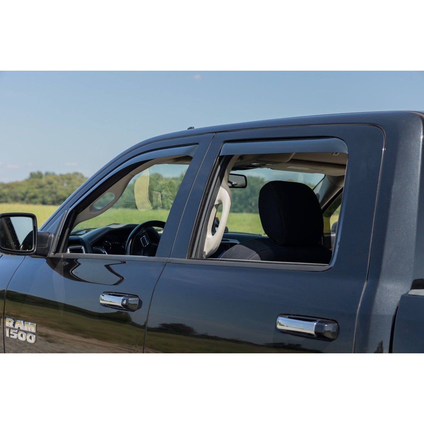 ROUGH COUNTRY Side Window Deflectors | In Channel Rain Guard | Ram 1500/2500/3500 (10-25 & Classic) | 840924