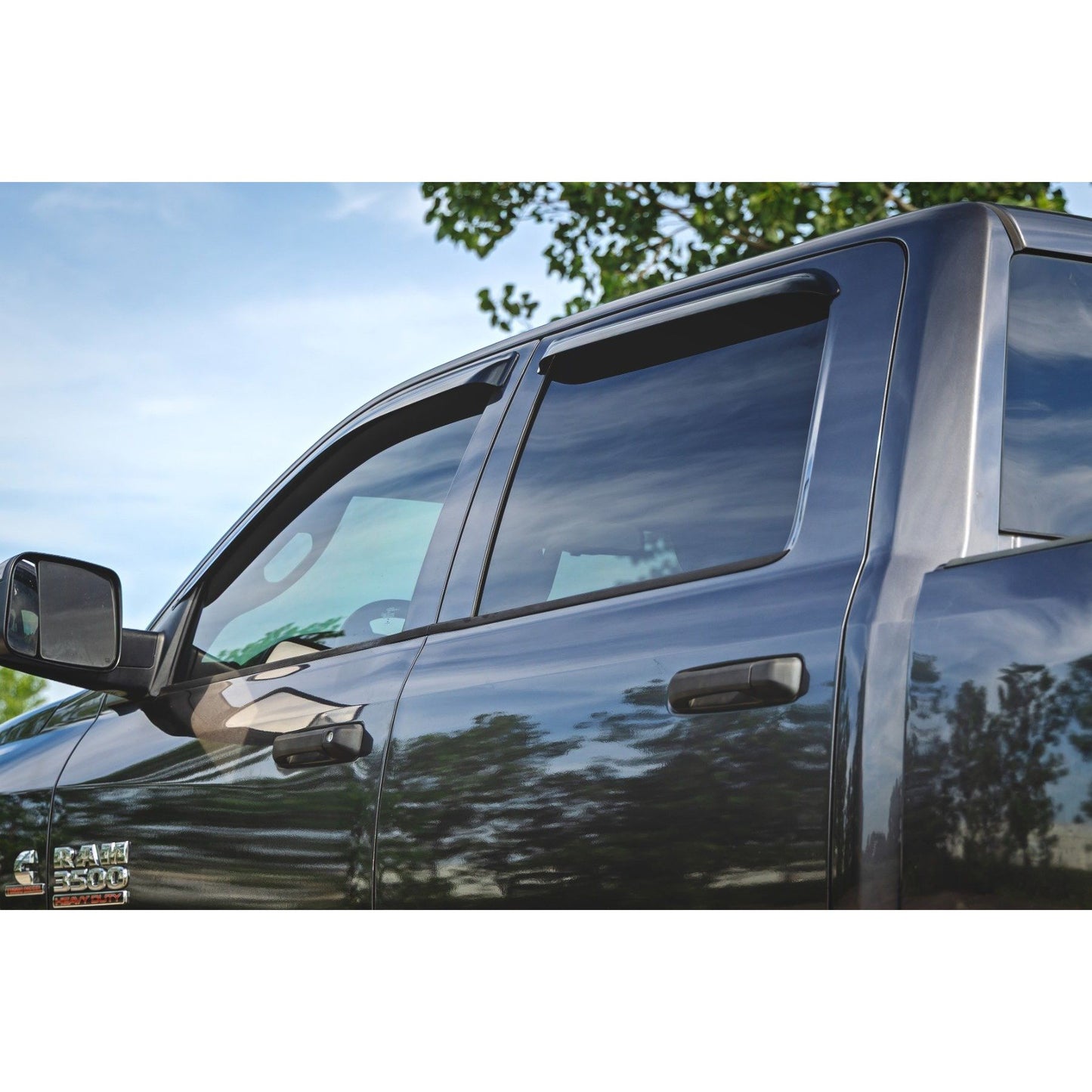 ROUGH COUNTRY Side Window Deflectors | Tape On Rain Guard | Ram 1500 (09-18) 2500 (10-24) | 942924