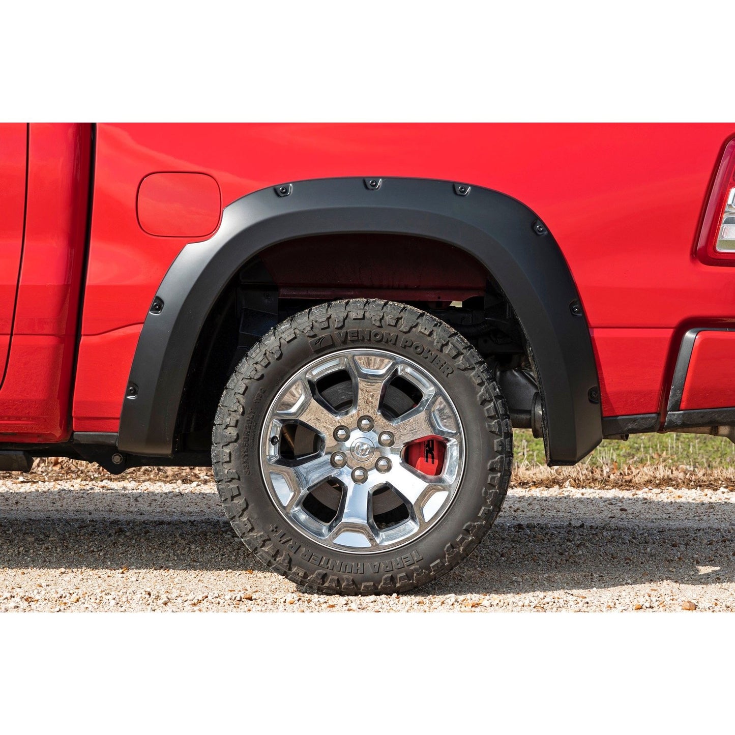 ROUGH COUNTRY Caliper Covers | Rear | Red | Ram 1500 2WD/4WD (2019-2025) | 711482