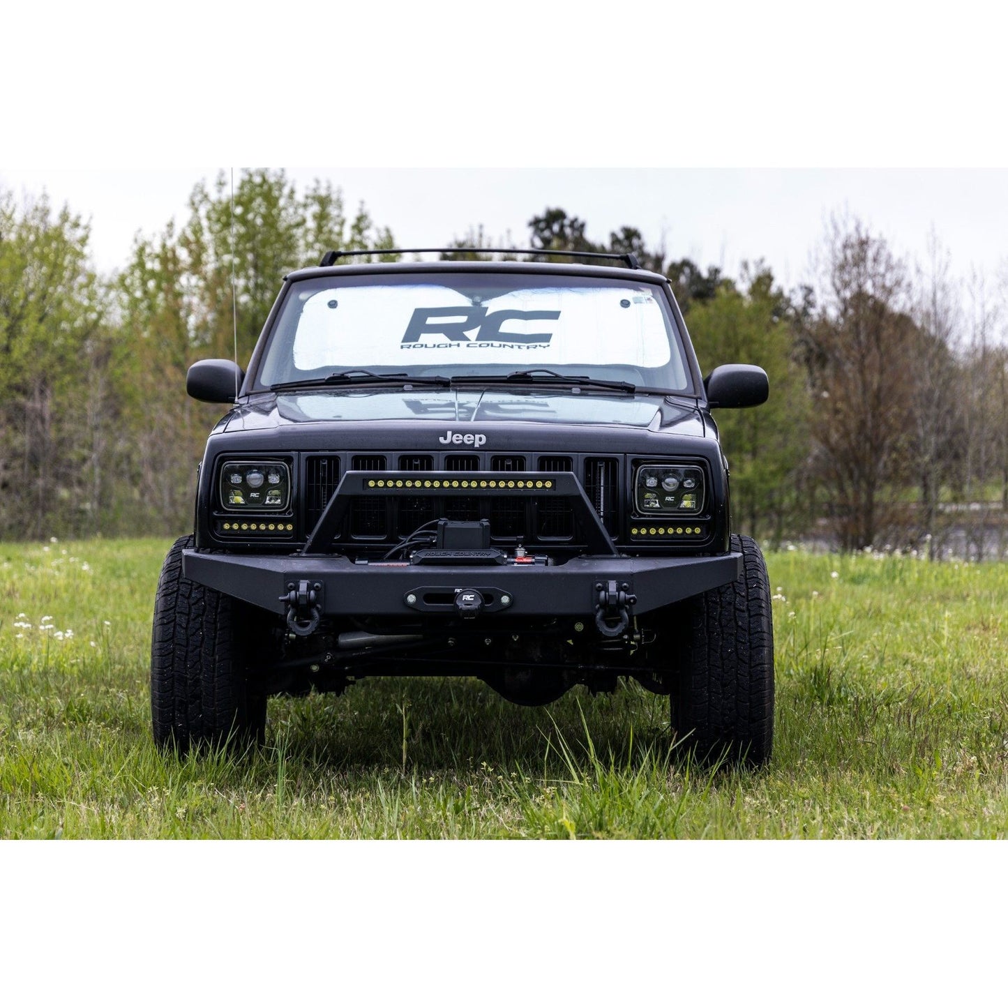 ROUGH COUNTRY 8 Inch Black Series LED Light Bar | Single Row | Cool White DRL | Pair | 70728BLDRL