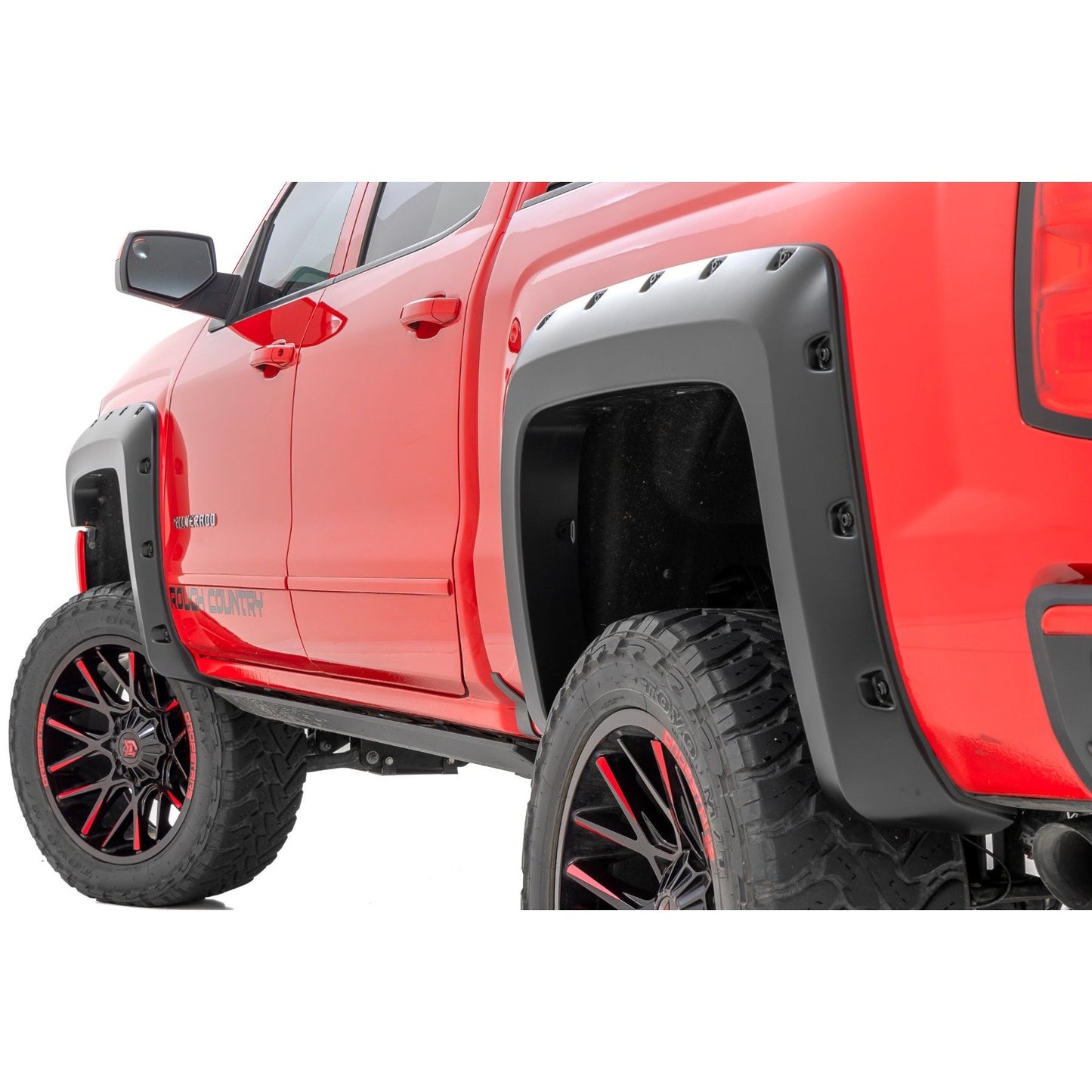 ROUGH COUNTRY Pocket Fender Flares | 6'7" & 8' Bed | GAN Silver Ice Metallic | Chevy Silverado 1500 (14-18)/2500HD | F-C11412B-GAN