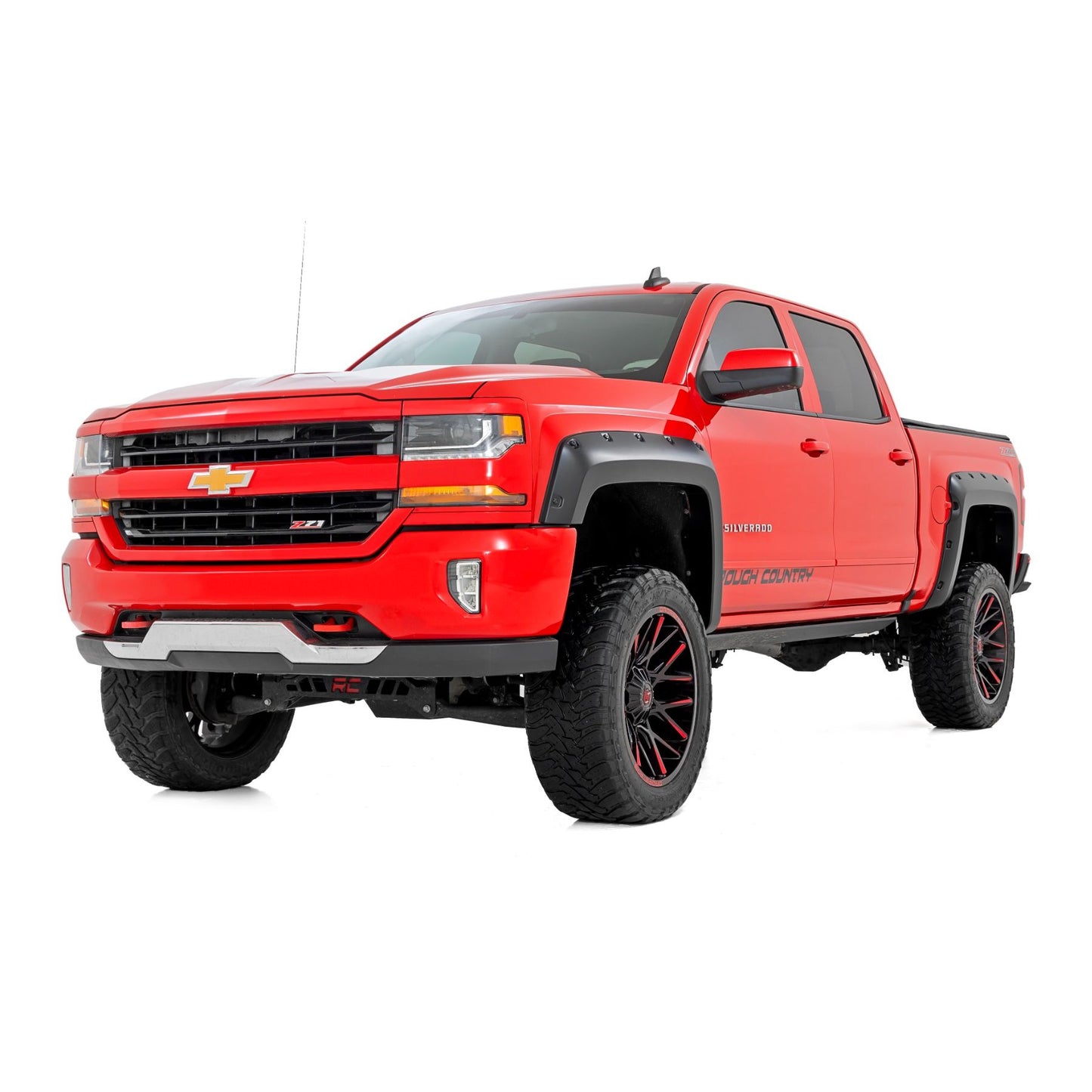 ROUGH COUNTRY Pocket Fender Flares | 6'7" & 8' Bed | GAN Silver Ice Metallic | Chevy Silverado 1500 (14-18)/2500HD | F-C11412B-GAN