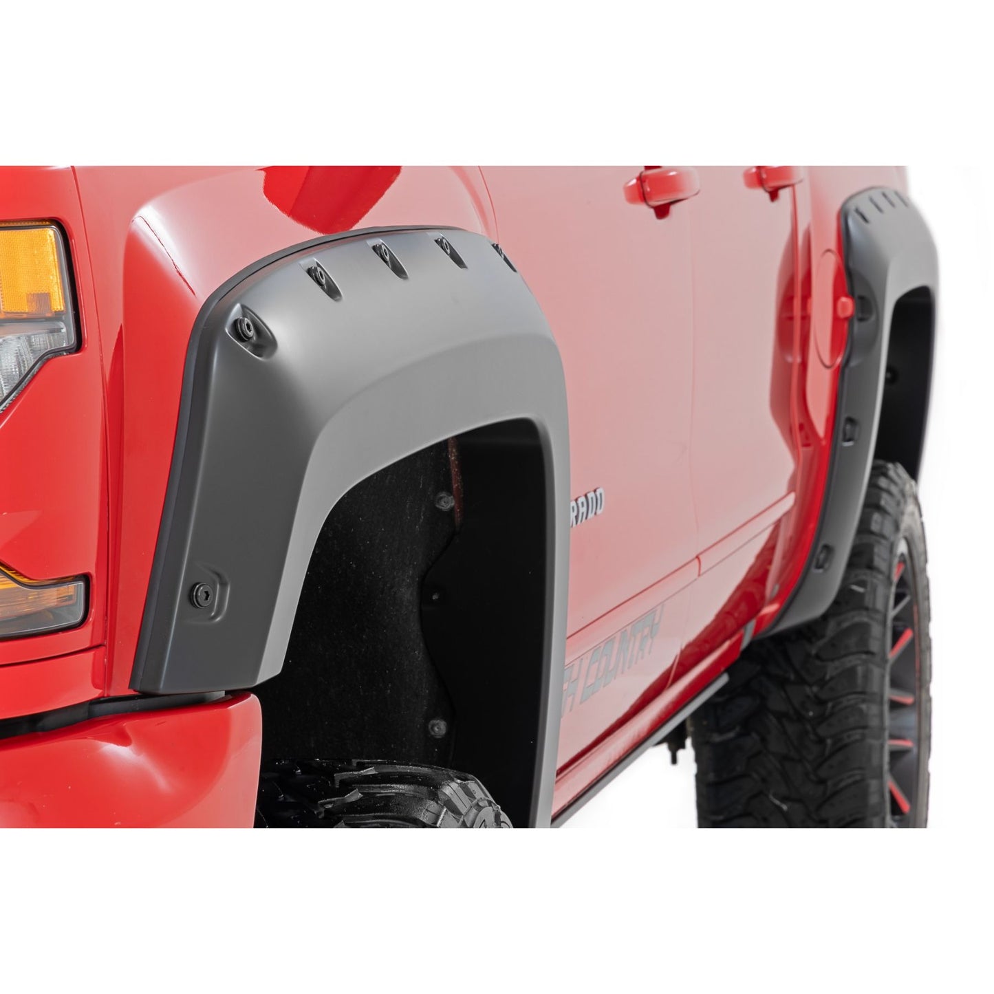 ROUGH COUNTRY Pocket Fender Flares | 6'7" & 8' Bed | G1C Overcast | Chevy Silverado 1500 (14-18)/2500HD | F-C11412B-G1C