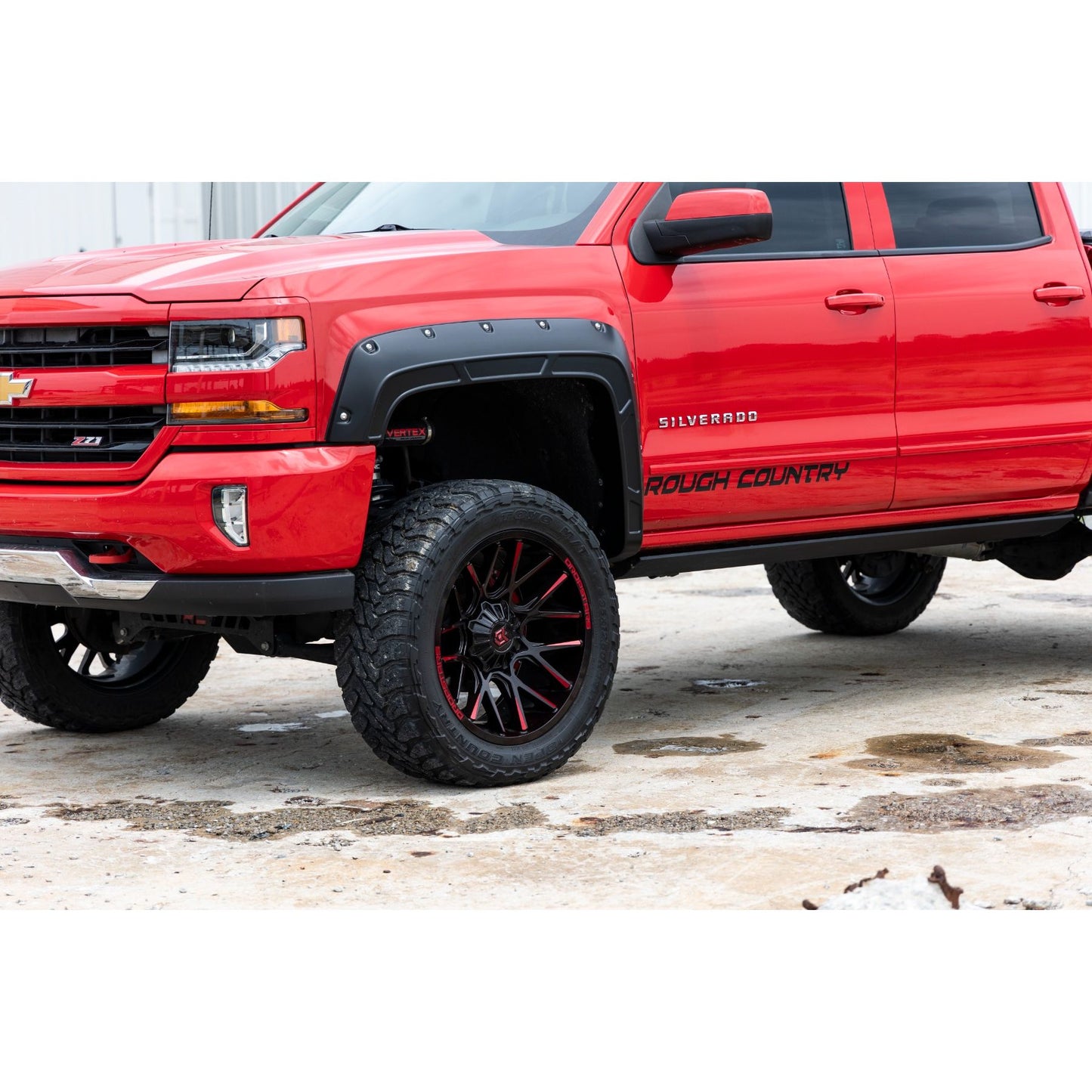 ROUGH COUNTRY Fender Flares | Defender l 5'9" Bed  | G7C Red Hot | Chevy Silverado 1500 (14-18 & Classic) | A-C11612-G7C
