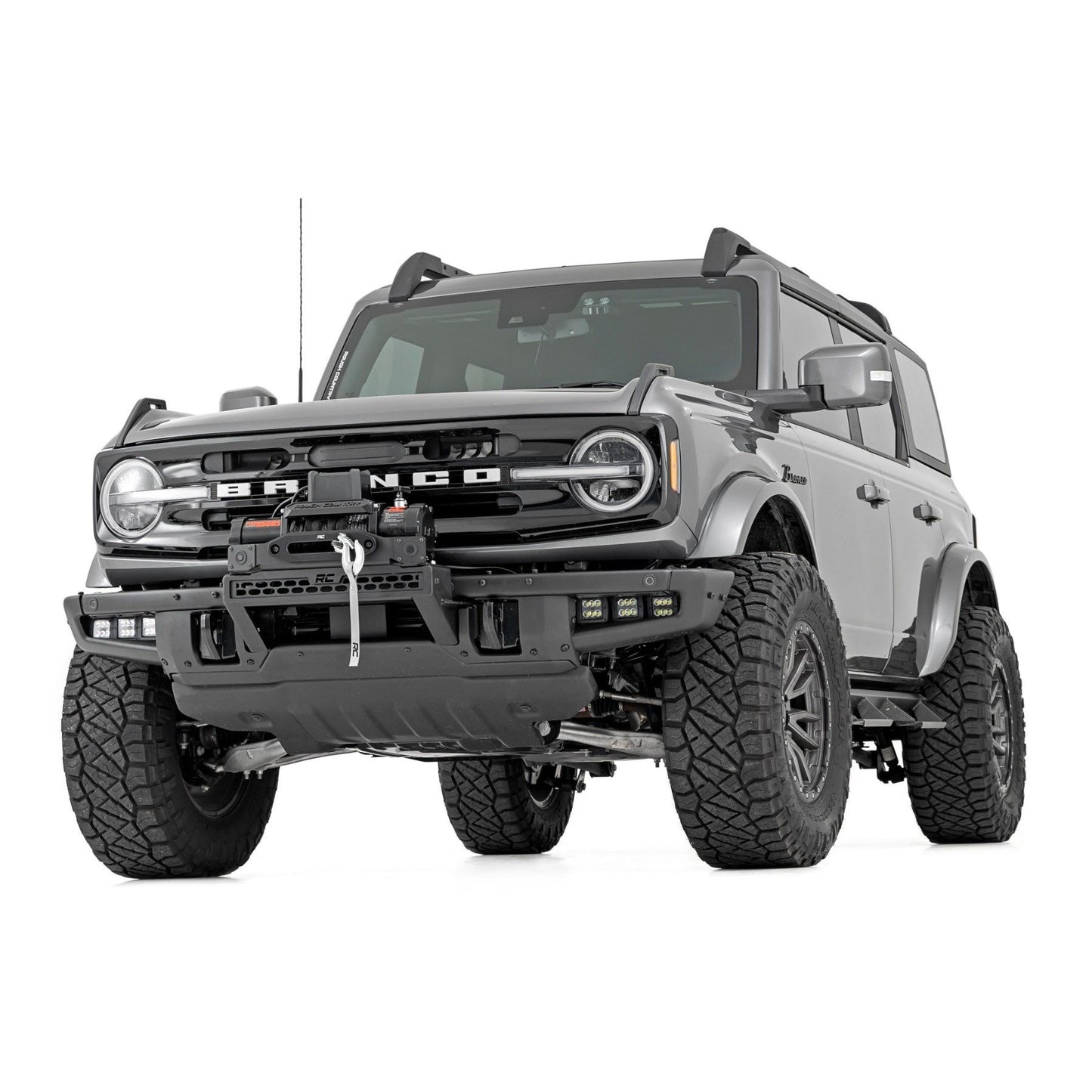 ROUGH COUNTRY High Winch Mount | All Models | 12000S | 20 Inch Black Single Row LED | Ford Bronco (21-25) | 51099