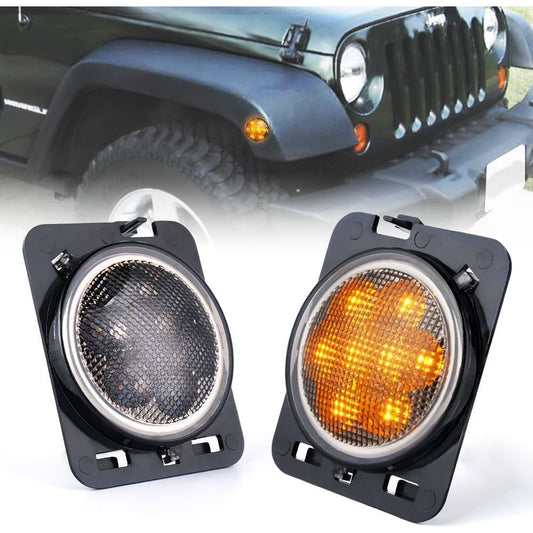 SMOKED LED FENDER LIGHTS For Jeep Wranglers 2007-2018 46