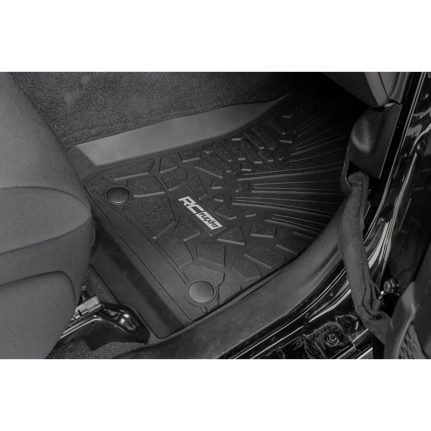 ROUGH COUNTRY Flex Fit Floor Mats | FR | 4 Door | Jeep Wrangler Unlimited 4WD (2018-2025) | FF-6011