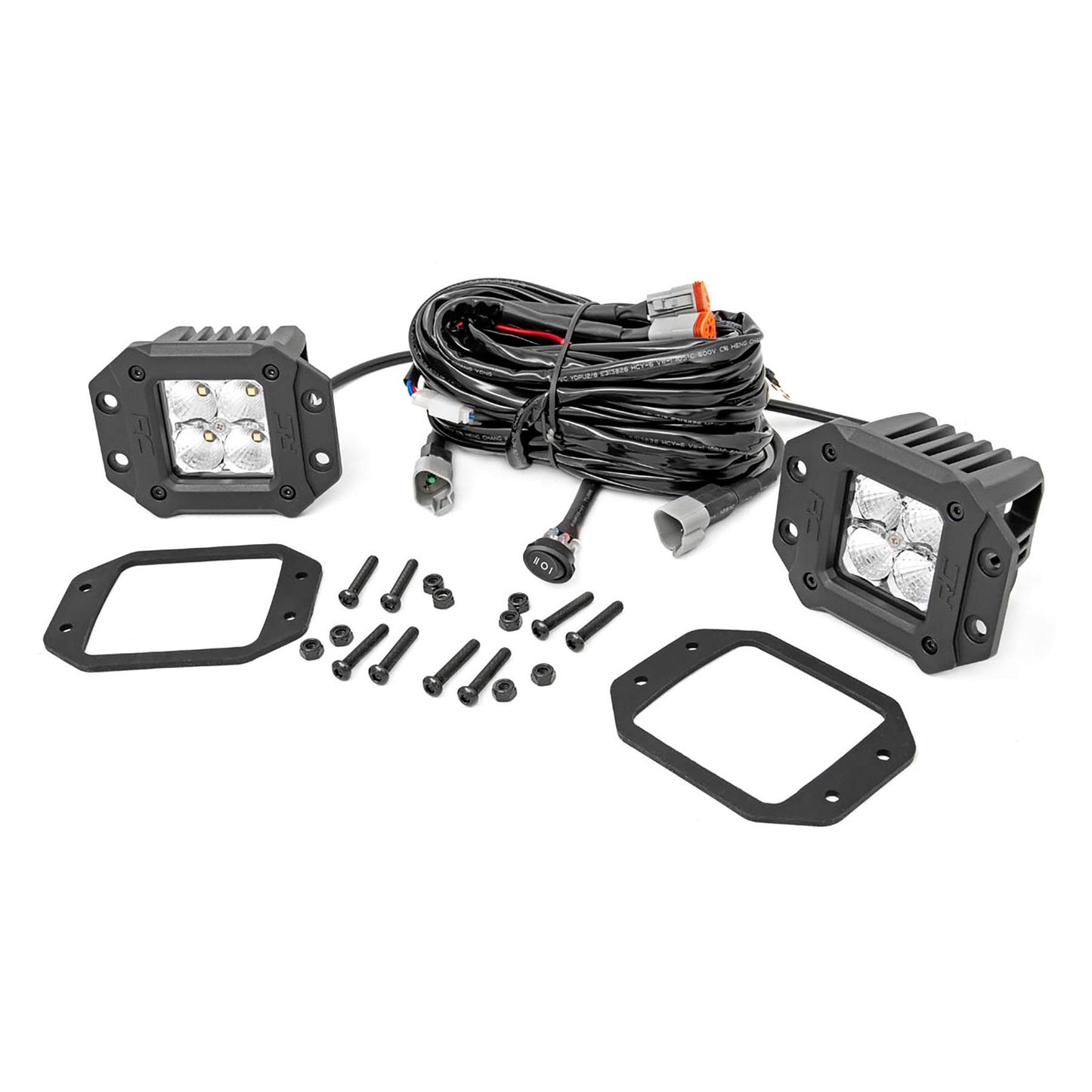 ROUGH COUNTRY 2 Inch Chrome Series LED Light Pods | Flush Mount | Amber DRL | 70803DRLA