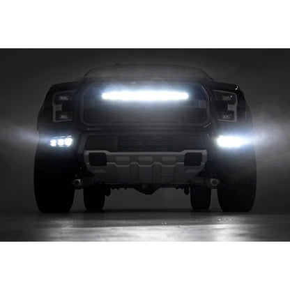 ROUGH COUNTRY LED Light Kit | Fog Mount | Triple 2" Black Pair | White DRL | Ford Raptor (17-20) | 70700DRL